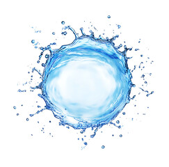Floating Water Wave Splash liquid blue drinking water splash in a crown shape isolated on white or transparent png ,


