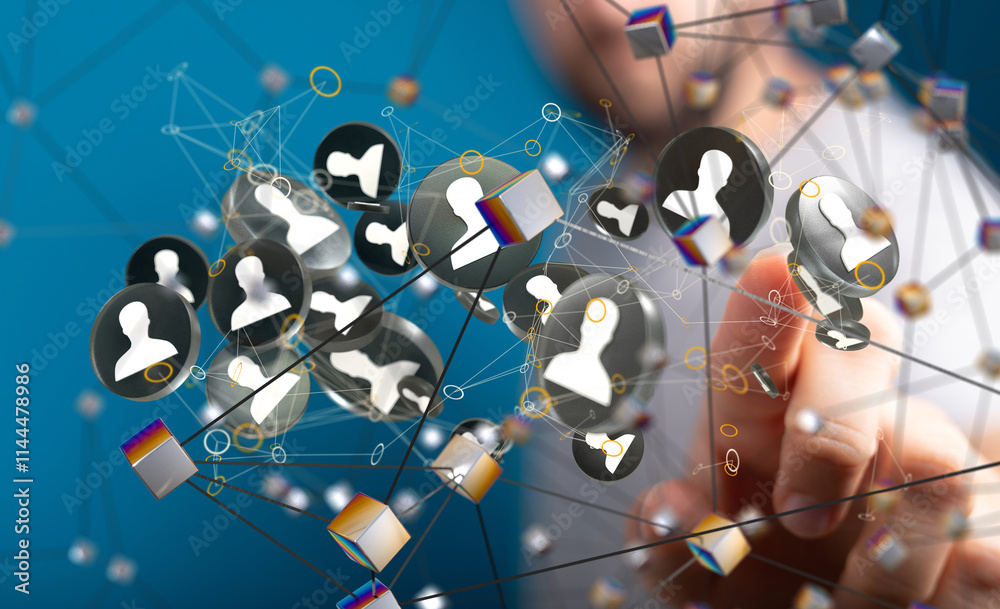 Poster organization chart team concept networking