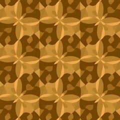 Fototapeta premium Abstract Floral Pattern in Earthy Tones: A seamless pattern of abstract floral motifs in rich brown and golden hues. This elegant design features intricate details and a subtle depth.