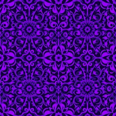 Fototapeta premium Purple Damask Seamless Pattern 