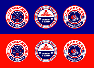 Hockey logo bundles, emblem collections, designs templates. Set of hockey logos