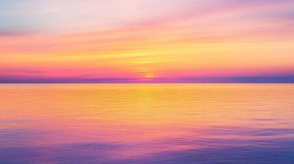 Fototapeta premium Serene Sunset Over Calm Ocean Waters with Vibrant Color Palette