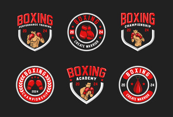Boxing logo vector bundle, emblem set collections. Boxing logo badge template collection