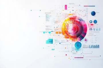 Fototapeta premium Abstract watercolor art of futuristic management dashboards empowering smart business strategies