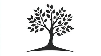 A stylized tree illustration with leaves and roots.