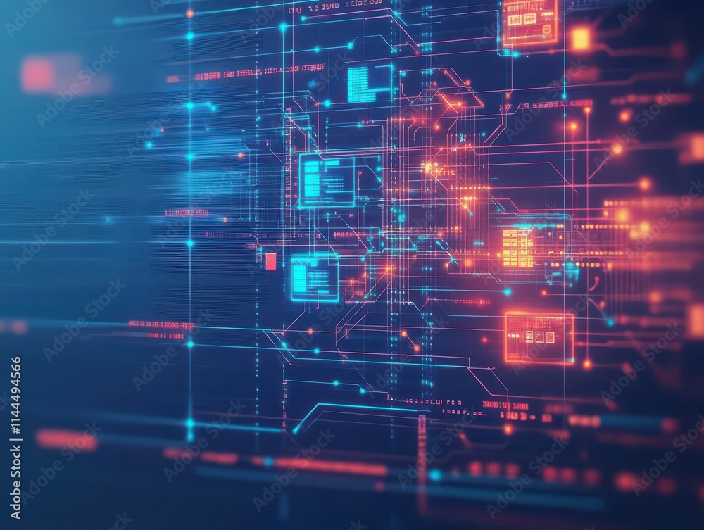Poster Abstract 3D representation of a payment gateway, geometric patterns, glowing circuitry, futuristic techinspired colors and style