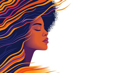 Vibrant Portrait of a Young Woman with Flowing Multicolored Hair Symbolizing Confidence, Beauty, and Empowerment in a Creative Art Style