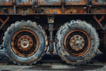  Close-Up of Heavy-Duty Transport Wheels Built for Strength and Endurance
