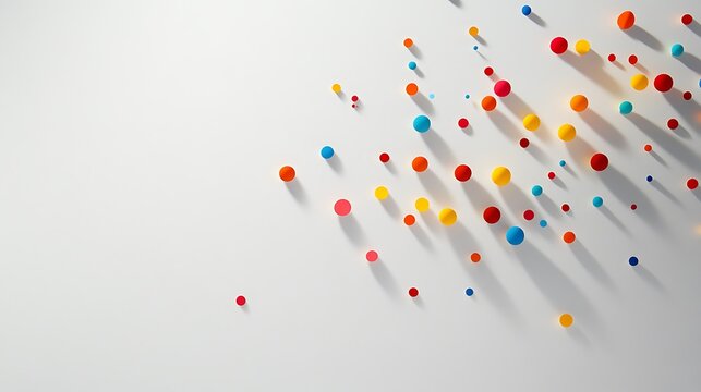 A simple, light gray background with a few strategically placed, colorful dots in a minimalist scatter plot