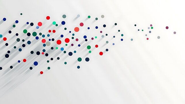 A sleek and minimalist scatter plot with a handful of colorful dots scattered across a light gray background