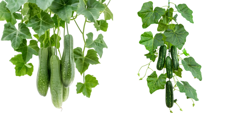 Winter melon or wax gourd vines with thick green leaves hanging vine plant. Generative AI.