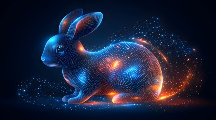 Minimalist Easter bunny with smooth lines, geometric patterns, and pastel gradients, flat vector art
