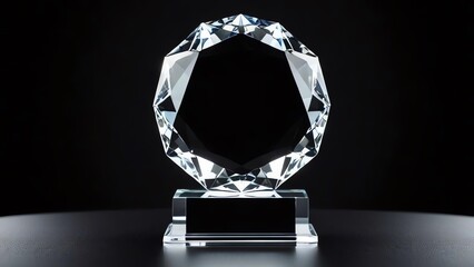 A high-quality image of a crystal blank award with exquisite craftsmanship. Waiting to be given to a worthy recipient, the award appears to be prepared to be inscribed with a name or an accomplishment