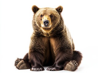 Obraz premium brown bear sitting on white background