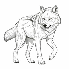 Fototapeta premium Minimalist line art of a Wolf movement position Ai generator