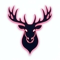 A stunning moose head icon in neon line background