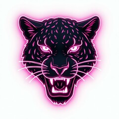 Fototapeta premium A stunning jaguar head icon in neon line background