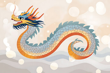 Fototapeta premium A traditional Chinese metallic dragon in intricate detail, set against a blurred background, symbolizing strength and prosperity for the 2024 New Year celebration