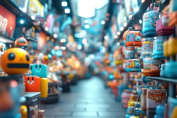 A bustling marketplace within the metaverse, with unique avatars trading goods and vibrant digital art in a futuristic bazaar