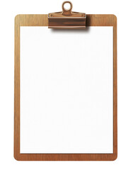 Blank Paper On Clipboard Isolated On Transparent Background, ideal for office, note taking, and document design projects