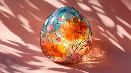 Papercut Easter egg with layered floral accents, soft pastel colors, and gentle shadows
