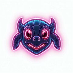 Fototapeta premium A stunning turtle head icon in neon line background
