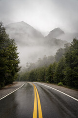 Road into Foggy Mountains in Southern Chile