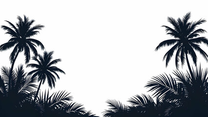 Fototapeta premium Coconut tree silhouette border