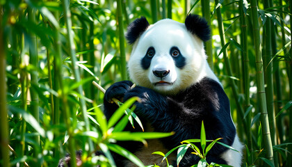 giant panda eating bamboo
