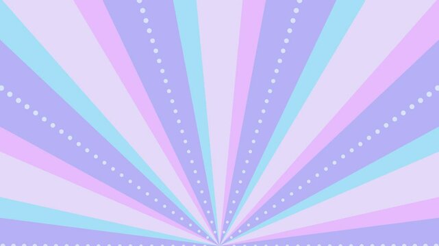 Loop video of rotating 4-color half sunburst and dot lines (dreamy)