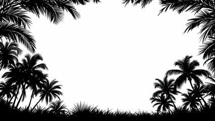 Coconut tree silhouette border
