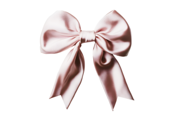 Fashionable hair bow light pink pastel colors pattern design in beautiful color made out of satin fabric. Isolated on cut out PNG or transparent background. Great hair accessory for girls and women.