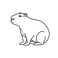 Capybara isolated clean vector outline, Coloring page illustration on white