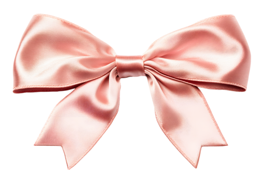 Fashionable hair bow pink pastel colors pattern design in beautiful color made out of satin fabric. Isolated on cut out PNG or transparent background. Great hair accessory for girls and women.