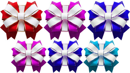 A vibrant red gift bow with intricate detail, perfect for festive decorations, isolated on white.