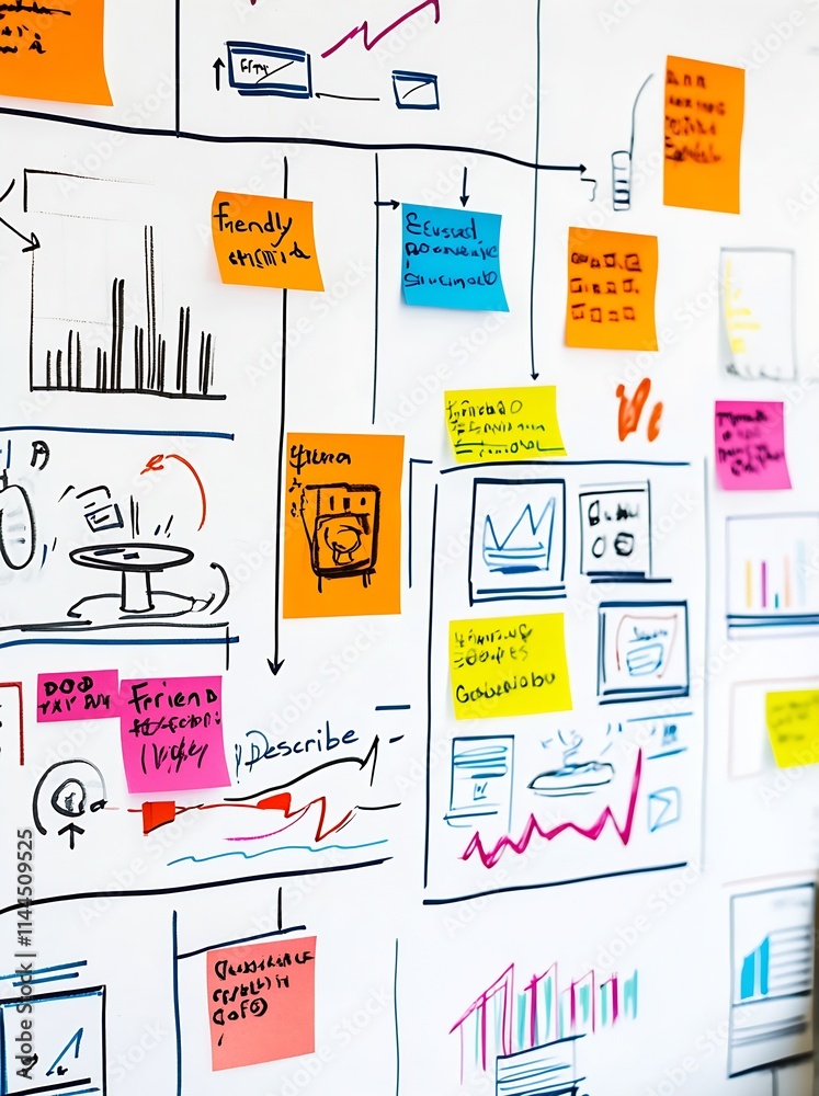 Poster creative business strategy and marketing concept with colorful flowcharts : generative ai