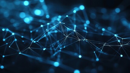 Obraz premium Abstract Network Connection, Digital Data Flow, glowing nodes and lines, technology background.