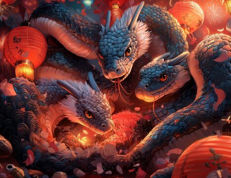 Colorful Dragon Lantern Celebration