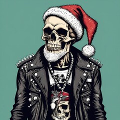 Skeleton Santa Rocking the Holidays
