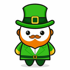 st patricks day leprechaun cartoon character vector icon in green costume. Ireland leprechaun cartoon vector art.