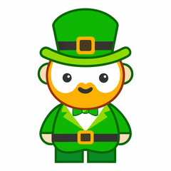 st patricks day leprechaun cartoon character vector icon in green costume. Ireland leprechaun cartoon vector art.
