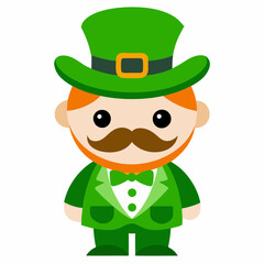 st patricks day leprechaun cartoon character vector icon in green costume. Ireland leprechaun cartoon vector art.