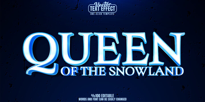 Queen editable text effect, customizable ice and frozen 3d font style