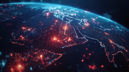 Global Network Connections Futuristic Earth Map.