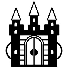 A castle door knockers silhouette,line art vector icon illustration,door,castle,house on white background.