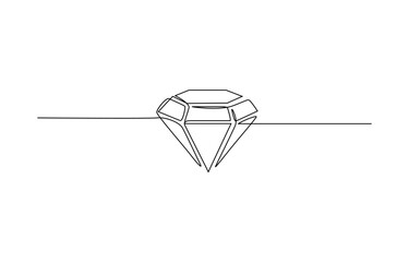 Continuous Line Drawing of Diamond Icon. Hand Drawn Symbol Vector Illustration, Continuous one line drawing of diamond gemstone. Precious diamond single line vector illustration.