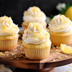 A batch of fluffy lemon cupcakes (Generative Ai)