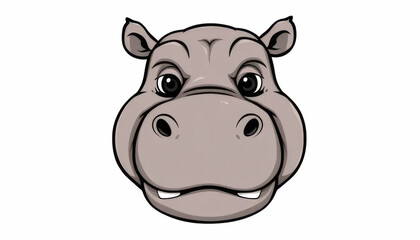 Cartoon hippo head with a white background