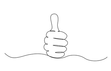 One continuous line drawing of like hand showing thumb up, Continuous line drawing of like icon. Thumb up in one line drawing. Vector illustration single line vector illustration.