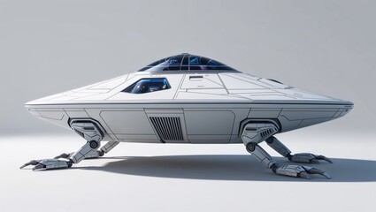 A highly detailed 3D rendering of a futuristic robotic frog spaceship with sleek, cutting edge design and advanced technology.